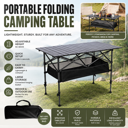 Draagbare opvouwbare campingtafel met opbergtas