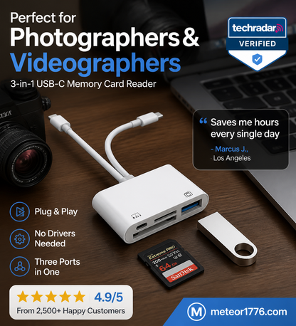 📢📢 50% KORTING!!📷 Draagbare MicroSD-kaartlezer – USB-C & iPhone, USB 3.0, dubbel slot, SD/TF, voor iPhone/iPad/Android, 2-weg sync & trailcamera-viewer