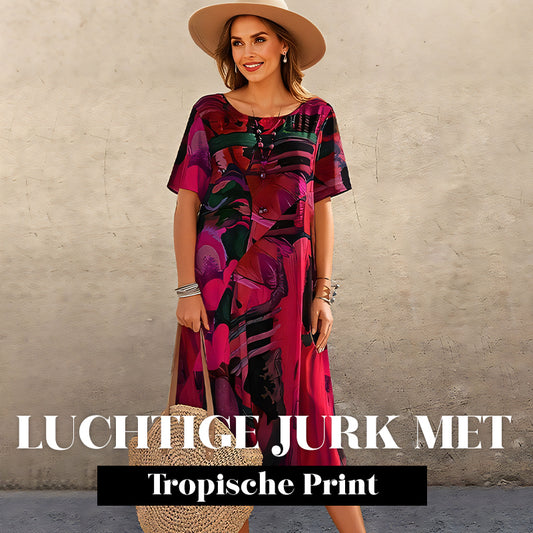 ⏳Tijdelijke aanbieding⏰Luchtige Jurk met Tropische Print