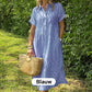 🛍️Nieuwe exclusieve zomerkleding 👗 Gestreepte revers-overhemdjurk met knopen | Met functionele zakken