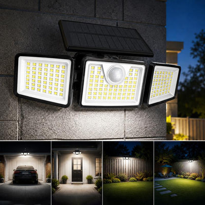 📢📢 50% KORTING!! ☀️ Beveiligingsspots voor buiten op zonne-energie – 2500 lumen | 3 lampen | Dimbaar & verstelbaar | Wandmontage | 3 standen | IP65 waterdicht
