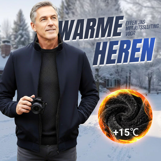 Effen warme jas met ritssluiting voor heren -💪Anti-rimpel, winddicht, regenbestendig en sneeuwbestendig!