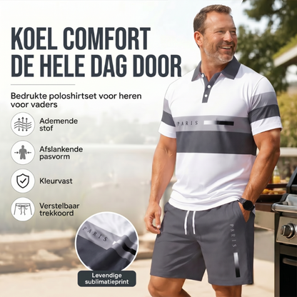 🔥 Heren casual set met korte mouwen, sportieve strandmode voor de zomer, ruitpatroon, slim-fit, boven de knie.