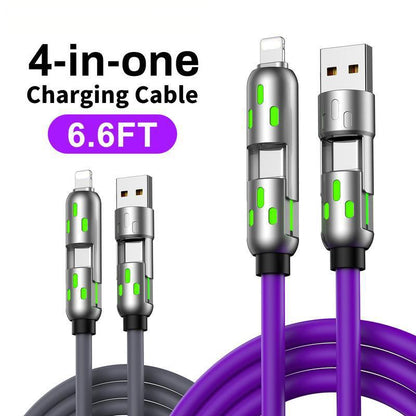📢📢 1+1 gratis🔌 4-in-1 USB-C-kabel – PD-snelladen, datasynchronisatie, USB-A/Type-C/Lightning, aluminium, compatibel