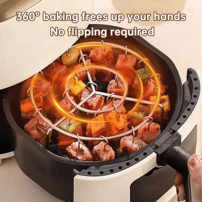 ❄️Zomerfresh 50% Korting!🍢Netherlshop™ Spieshouder voor Airfryer – RVS Grillrek voor Vlees, Groenten, Garnalen & Kippenvleugels
