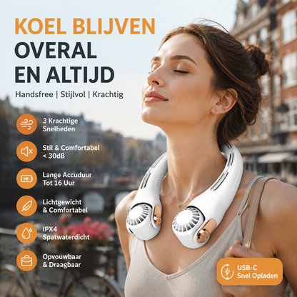 ❄️ Nek-aircoventilator – Fluisterstille persoonlijke verkoeling voor de zomer
