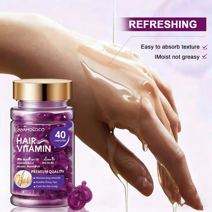 ✨ Haarvitaminecapsules – verrijkt met violette pigmenten & arganolie | Voor gekleurd en gepermanent haar | Maakt pluizig haar glad, herstelt de zijdezachtheid en verhoogt de glans | 30 capsules 💜🧴