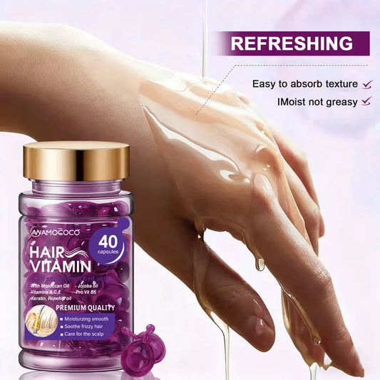 ✨ Haarvitaminecapsules – verrijkt met violette pigmenten & arganolie | Voor gekleurd en gepermanent haar | Maakt pluizig haar glad, herstelt de zijdezachtheid en verhoogt de glans | 30 capsules 💜🧴