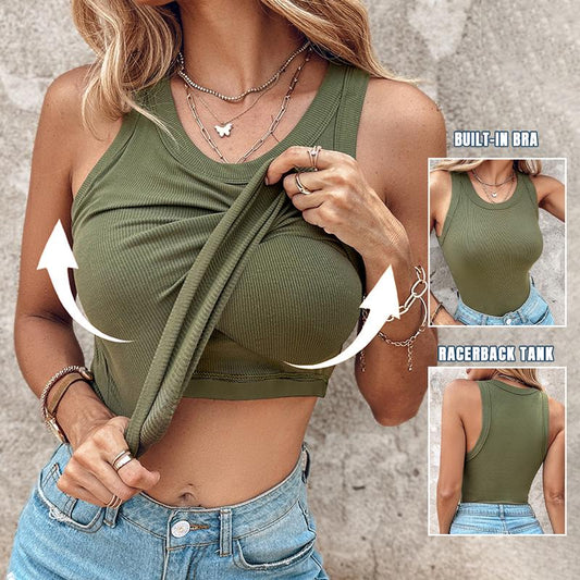 🔥Hot Sale 50% UIT🔥Geribbelde tanktop voor dames met plankbeha