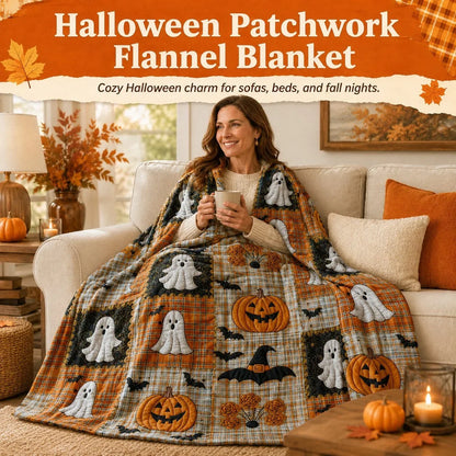 👻 Halloween Hippie Patchwork Woondeken met Franjes
