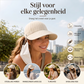 🎁✨Elegante opvouwbare zonnehoed voor dames met UPF 50+ – Brede katoenen buckethoed met nekflap en verstelbare band 🌞 | Inpakbaar, ademend en strandklaar