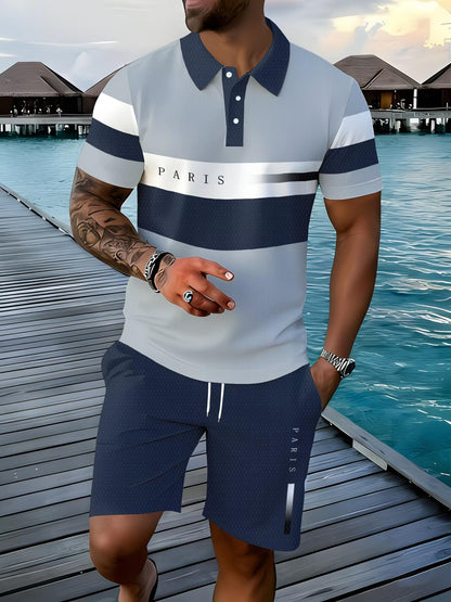 🔥 Heren casual set met korte mouwen, sportieve strandmode voor de zomer, ruitpatroon, slim-fit, boven de knie.