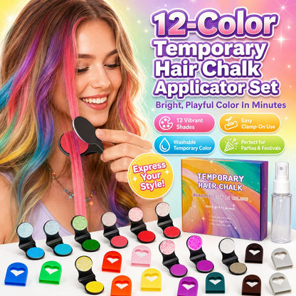 🔥50% KORTING  🌈Set met 12 kleuren tijdelijke haarkrijt en applicator