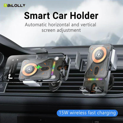 2-in-1 slimme draadloze telefoonhouder voor in de auto