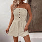 🎉 Laatste dag! 50% KORTING 💃 Dames strapless tube romper met ruches, shirring, strik vooraan en wijde pijpen.