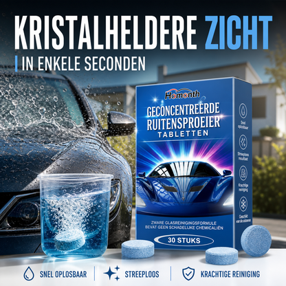 🚗Voorruitreiniger concentraattabletten Car Windshield Washer Fluid Concentrate Tablets｜30 stuks｜Krachtige reiniging tegen vuil en vetfilm｜Compacte ruitensproeiervloeistof tabletten
