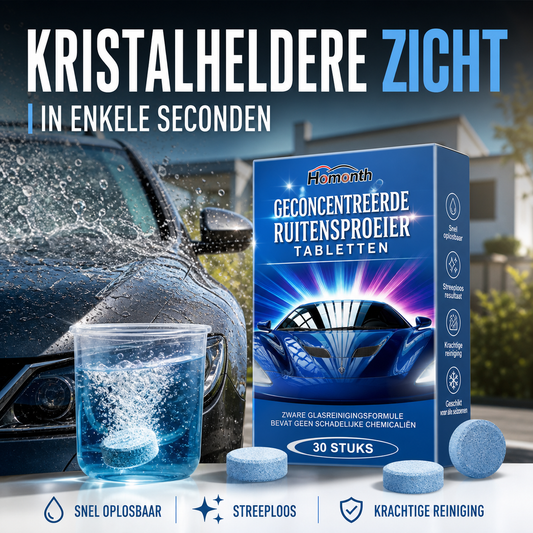 🚗Voorruitreiniger concentraattabletten Car Windshield Washer Fluid Concentrate Tablets｜30 stuks｜Krachtige reiniging tegen vuil en vetfilm｜Compacte ruitensproeiervloeistof tabletten