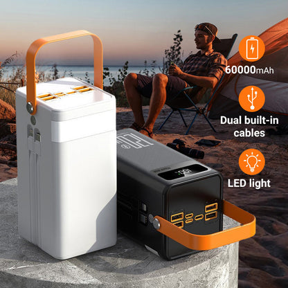 🔋 60000mAh Powerbank met hoge capaciteit en LED-lamp