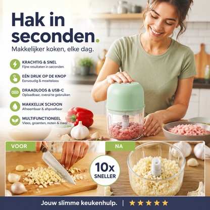 Draadloze efficiënte mini-keukenhakselaar (elektrisch)