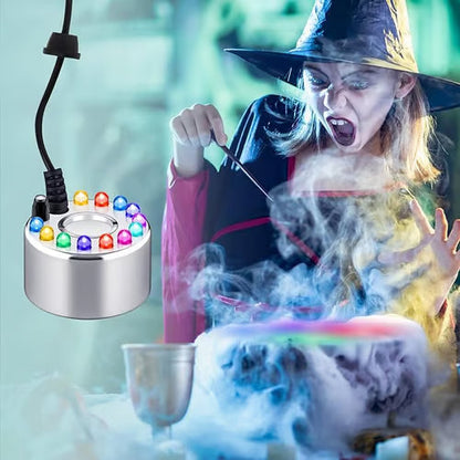 💨 NU 50% KORTING! ⚡ 12-LED ultrasone mistmaker – Creëert koele mist & kleurrijk licht – Perfect voor luchtbevochtigers, fonteinen of Halloween-decoratie – Werkt stil in water 💧✨