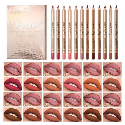 💄 Lipliner-set – 12-delige set vochtinbrengende matte lipliners, kleurvast en langdurig, eenvoudig aan te brengen voor elke gelegenheid.