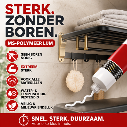 ✨ Nagelvrije lijm — Krachtige hechting, installatie zonder boren, voldoet aan al uw lijmbehoeften! ✨