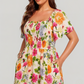 🔥Laatste dag: 50% korting!🌸👗 Bloemenjurk met plooien, vierkante hals & zakken🏖️