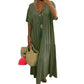 Casual zomerse losvallende lange jurk met V-hals, effen, voor dames in plus size 👗