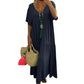 Casual zomerse losvallende lange jurk met V-hals, effen, voor dames in plus size 👗
