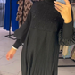Dames Plus Size Lantaarn Mouw Opstaande Kraag Jurk