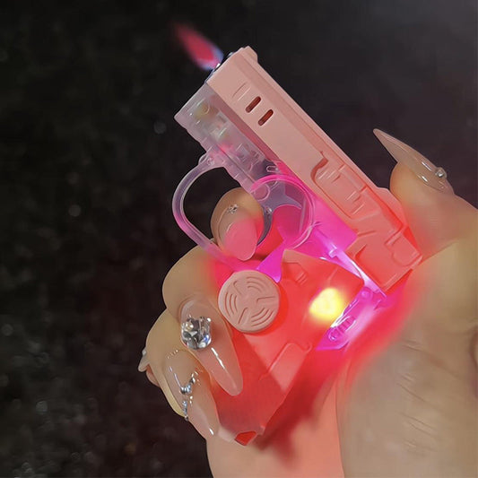 🔥NIEUWE HOTSELLER❤️‍🔥 Cartoon Roze Inklapbare Aansteker met Kleurrijke Lichtjes