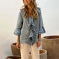🎉Gelukkig Nieuwjaar! 50% KORTING 🛍️Damesblouse met ruches en klokmouwen