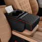 📢📢 50% KORTING🚗 Auto-armsteunkussen – 5-in-1 middenconsolehoes met 2 opbergzakken, bekerhouder, tissueboxvak en telefoonvak voor sedans en een georganiseerd auto-interieur.