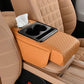 📢📢 50% KORTING🚗 Auto-armsteunkussen – 5-in-1 middenconsolehoes met 2 opbergzakken, bekerhouder, tissueboxvak en telefoonvak voor sedans en een georganiseerd auto-interieur.