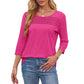 Dames-Pleated Detail 3/4-Armel-Casual-Shirt