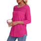 Dames-Pleated Detail 3/4-Armel-Casual-Shirt