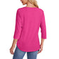 Dames-Pleated Detail 3/4-Armel-Casual-Shirt