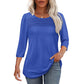 Dames-Pleated Detail 3/4-Armel-Casual-Shirt