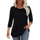 Dames-Pleated Detail 3/4-Armel-Casual-Shirt