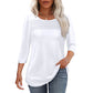 Dames-Pleated Detail 3/4-Armel-Casual-Shirt