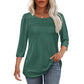 Dames-Pleated Detail 3/4-Armel-Casual-Shirt