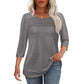 Dames-Pleated Detail 3/4-Armel-Casual-Shirt