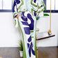 Dames Elegante Print V-Hals Top & Broek Tweedelige Set