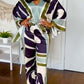 Dames Elegante Print V-Hals Top & Broek Tweedelige Set