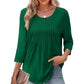 Damesblouse met plooien en 3/4-mouwen