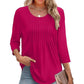 Damesblouse met plooien en 3/4-mouwen