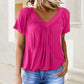 LAATSTE DAG 50% KORTING 💖✨ Dames Casual Geplooide V-hals Korte Mouw Top