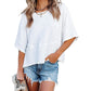 Effen gekleurd losse patchwork T-shirt met vijf punten uitlopende mouwen