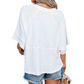 Effen gekleurd losse patchwork T-shirt met vijf punten uitlopende mouwen