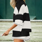Gestreepte tweedelige set voor dames: top met halve rits en shorts